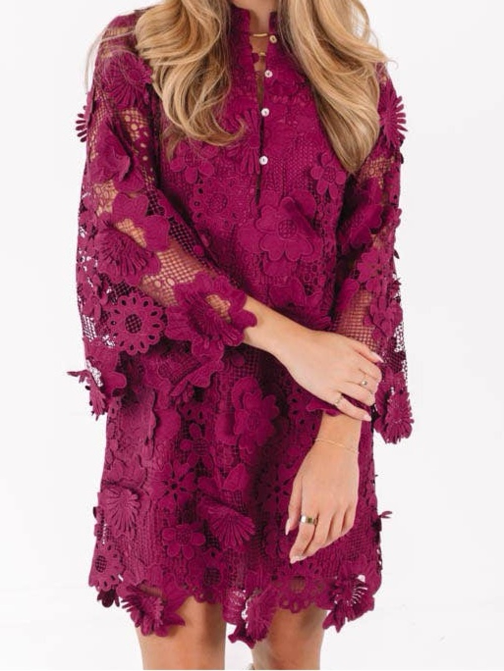 J.Marie Seraphina Lace Dress S  3D Floral Lined NWT Flare Sleeve
